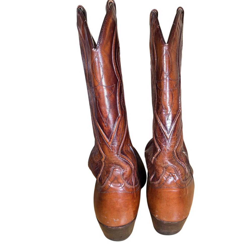 Vintage 90s Dan Post 6533 Made in Spain Cowboy Boots Brown Cherry Mens 10 B - Picture 5 of 8